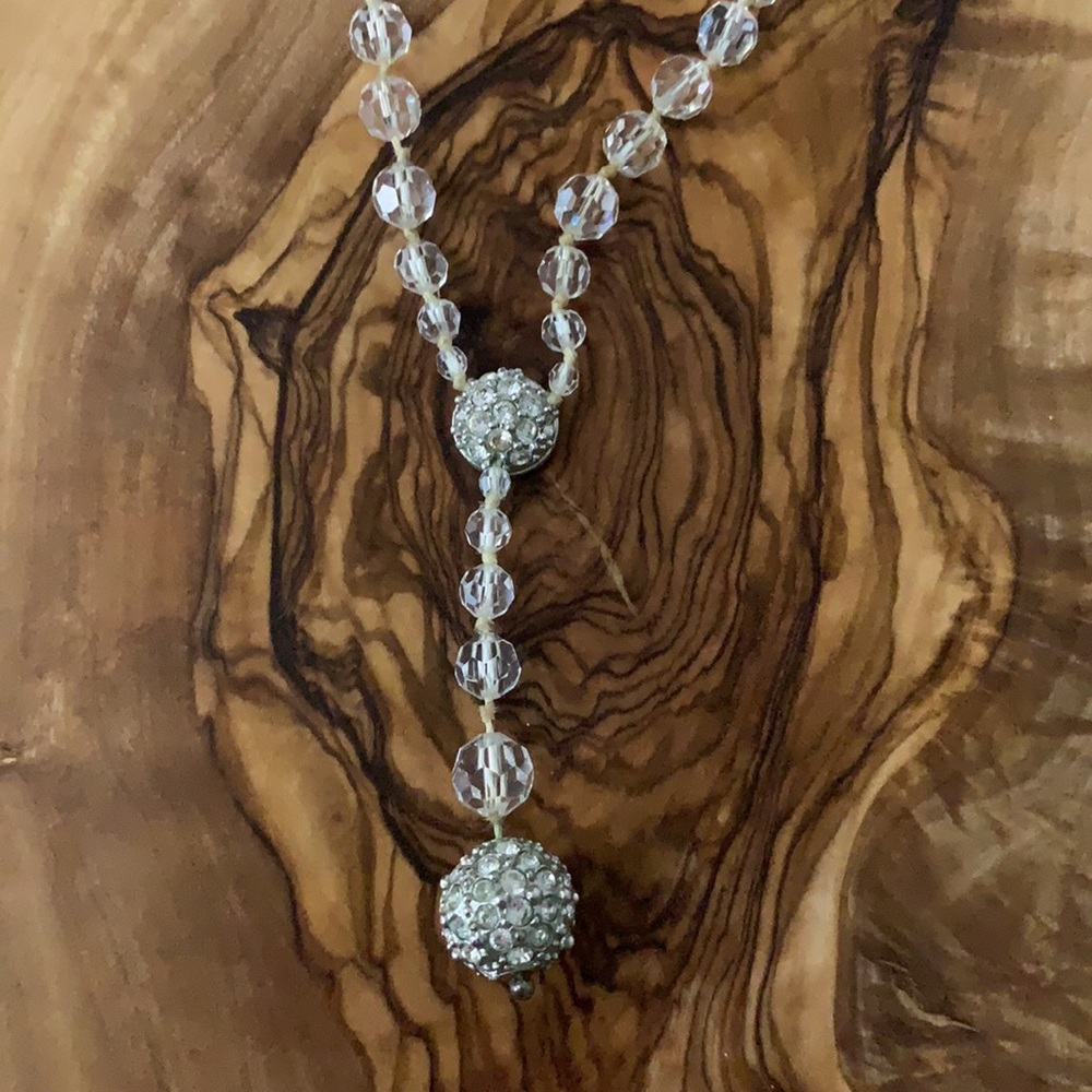 Vintage Swarovski drop chain crystal ball necklace